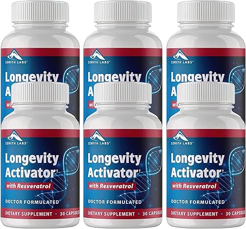 Zenith Labs Suplemento dietético activador de la longevidad antienvejecimiento, antioxidantes naturales con resveratrol, apoya la función