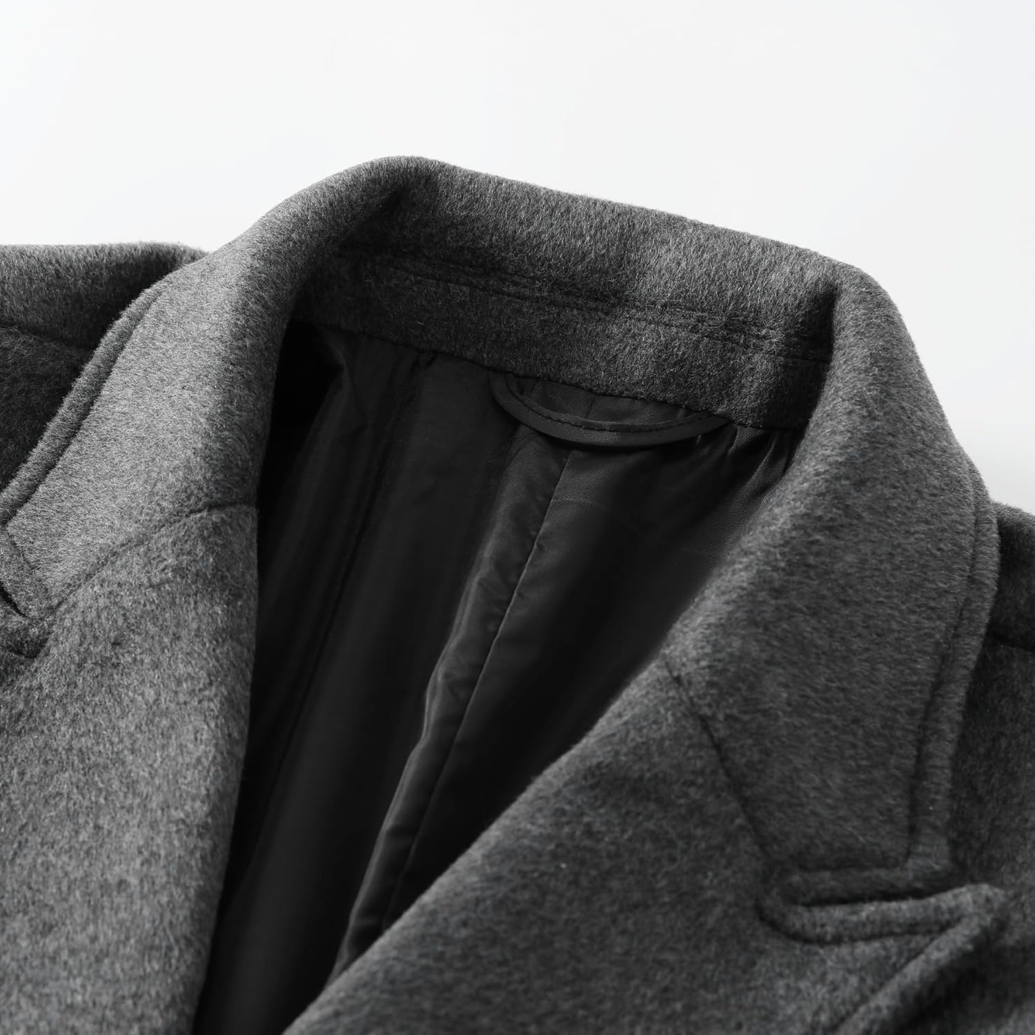 Herren Schwarzer Woll Trenchcoat: Zweireihiger Slim Fit Wintermantel