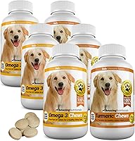 Vista 8 de Increíble combo de aceite de pescado Omega-3 y curcumina de cúrcuma para perros, antioxidante puro y natural para mascotas, promueve el pelaje