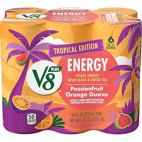 Vista 85 de V8 +Energy - Bebida energética de jugo de naranja y piña, lata de 8 fl oz (paquete de 24)