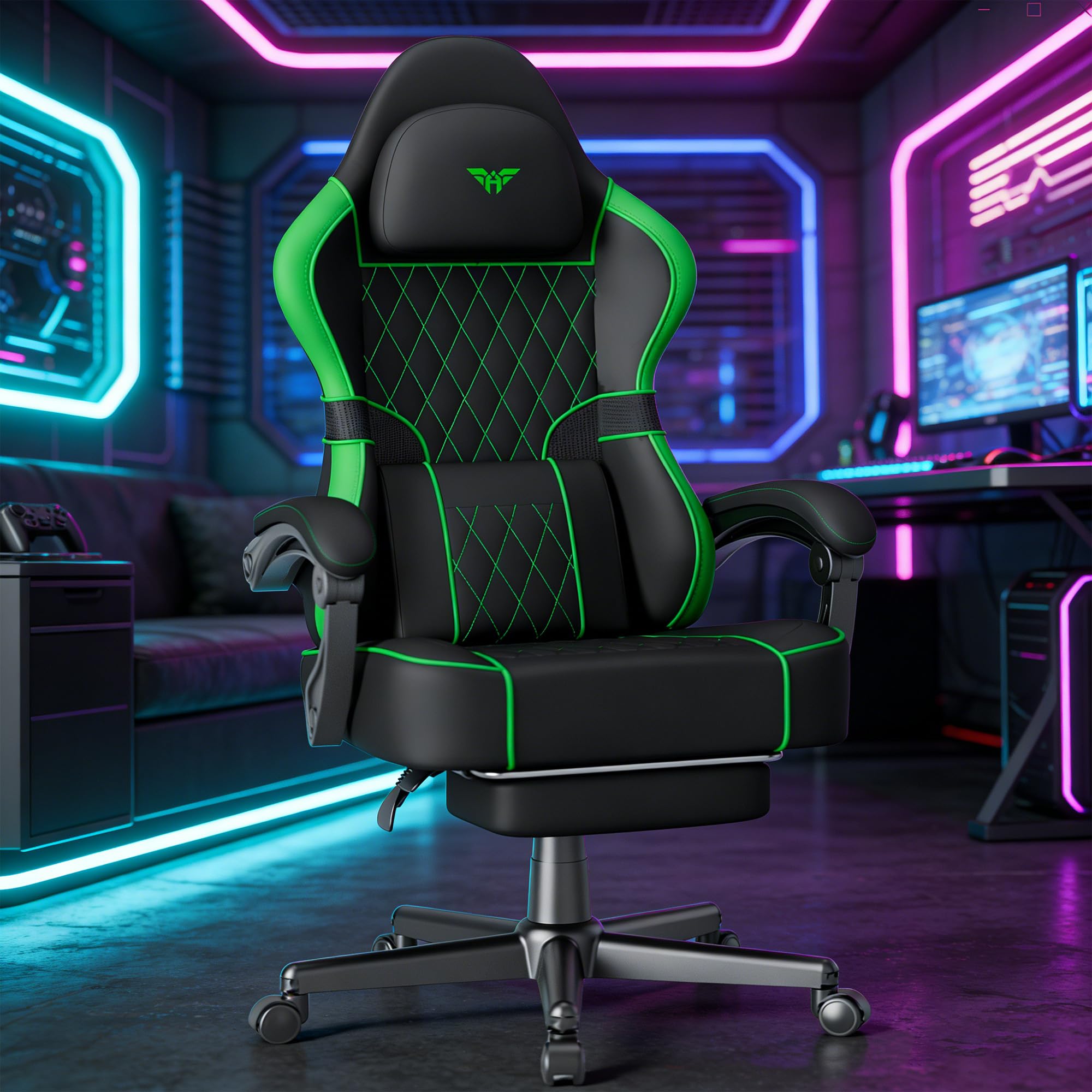 Soontrans Gaming Stuhl Massage Gaming Sessel mit Vibration Massage