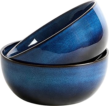 9 Inch Large Salad Bowls Set of 2, 83 Oz Porcelain Serving Bowl for Salad Soup Pasta Popcorn, Ceramic Decorative Bowls Fruit Bowl for Home Decor, Microwave,Oven,and Dishwasher Safe