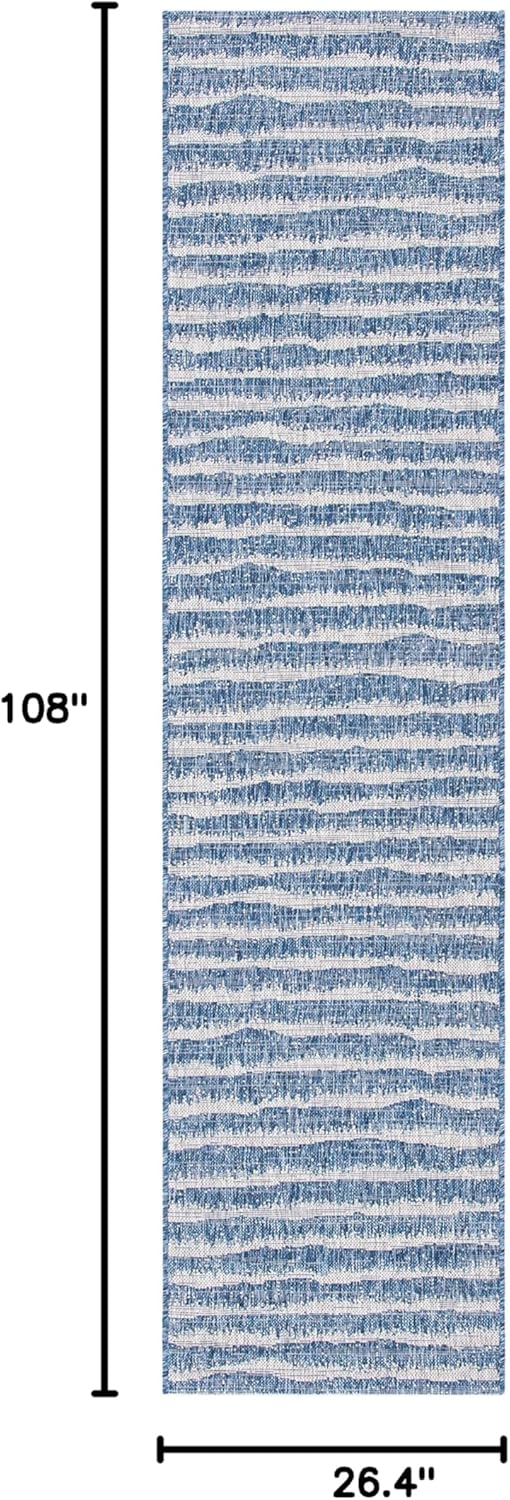 SAFAVIEH Courtyard Collection Runner Rug - 2'2" x 9', Navy & Grey, Non-Shedding & Easy Care, Indoor/Outdoor & Washable-Ideal for Patio, Backyard, Mudroom (CY8389-36821)