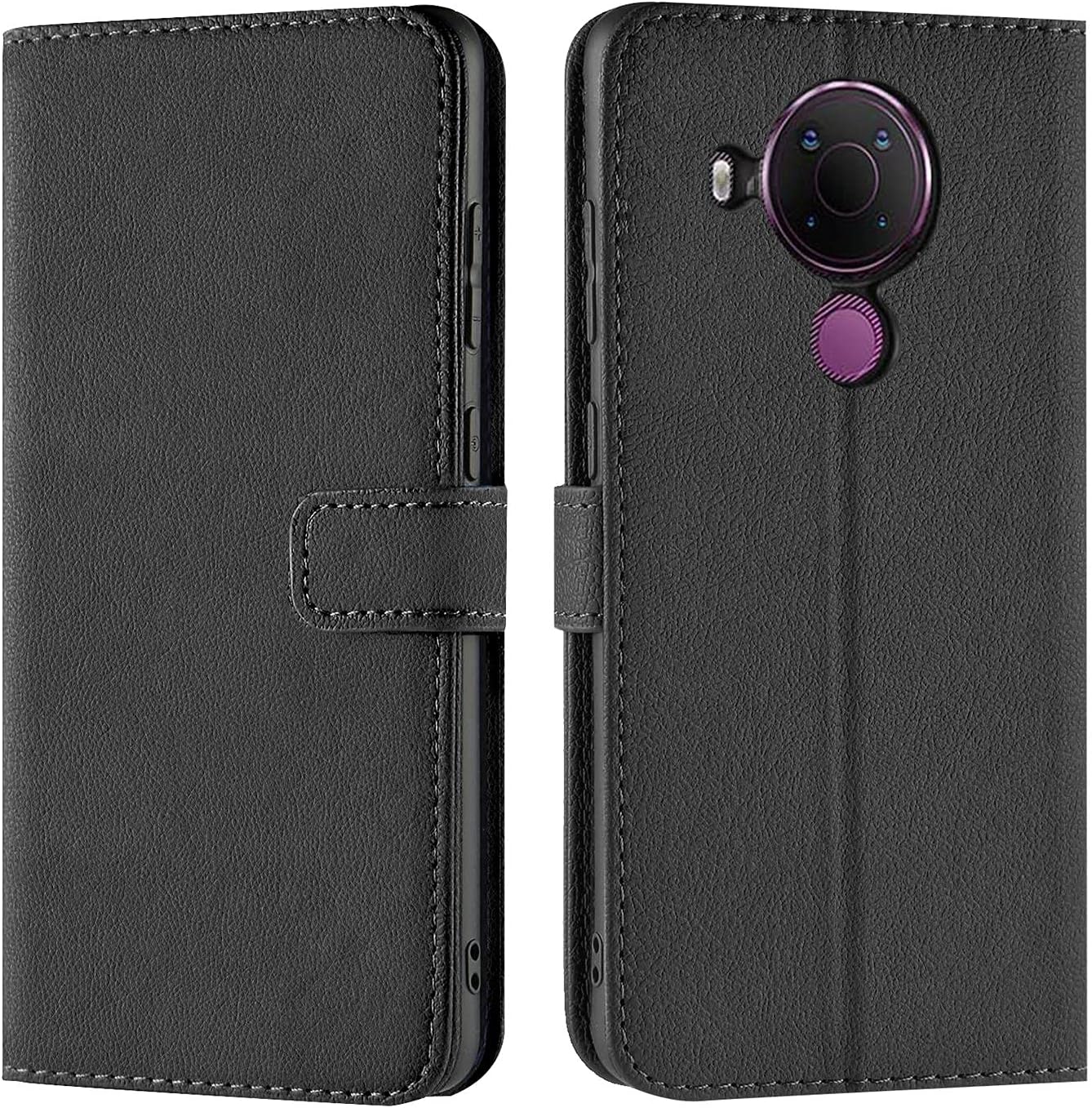 Verco Mobile Phone Case for Nokia 5.4 Case Book Case Flip Cover for Nokia 5.4 Case [Card Slots/Stand Function] Black