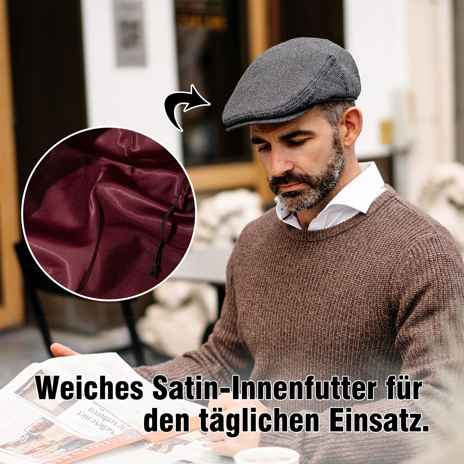 TOP-EX L/XL/XXL/XXXL męska czapka z mieszaną wełną, płaska czapka Newsboy, czapka z daszkiem, czapka beret, styl vintage, czapka Barrett Ivy Gatsby Cap Tweed Beret Peaked Caps