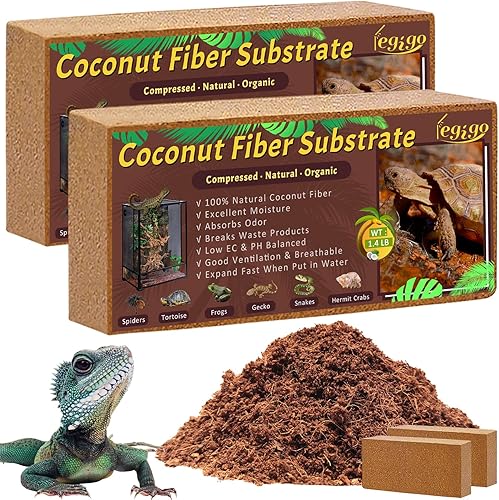 Miniatura 8 de Legigo Paquete de 4 sustratos de fibra de coco comprimida  Ropa de cama de ladrillo de fibra de coco 100% orgánica para reptiles, sustrato de