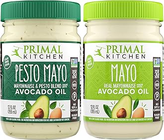 Primal Kitchen Mayo made with Avocado Oil and Cage-Free Eggs Variety Pack, Original & Pesto, 12 Ounces, Pack of 2