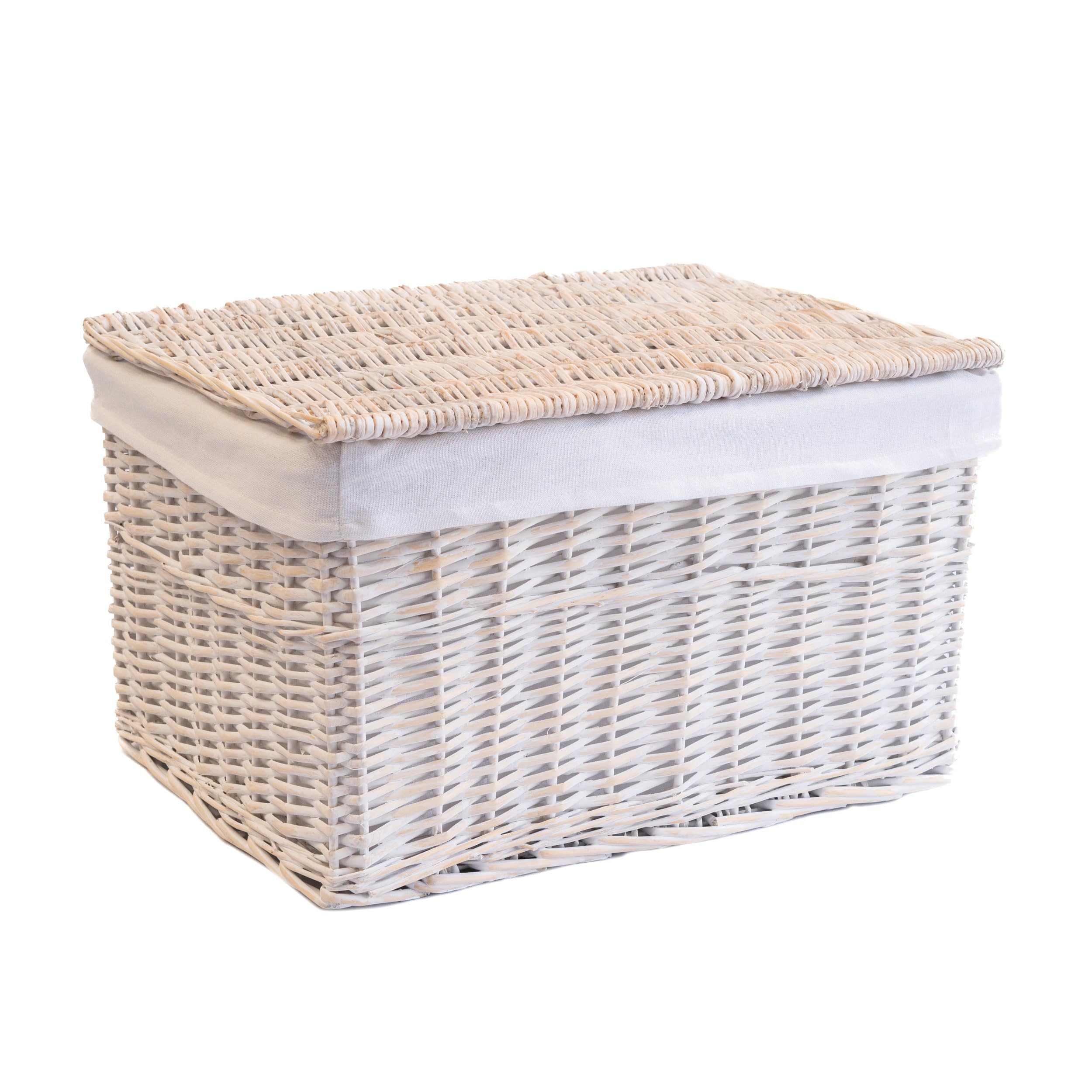 Arthur Cameron - Lined Wicker Hamper with Removable Lid & Cotton Lining - Perfect for Bathroom, Living Room or Bedroom Storage - Storage Basket with Lid, Large Storage Box — image 1