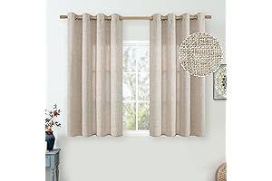 Short Curtains 45 Inch Length for Small Windows - Light Filtering Linen Curtains