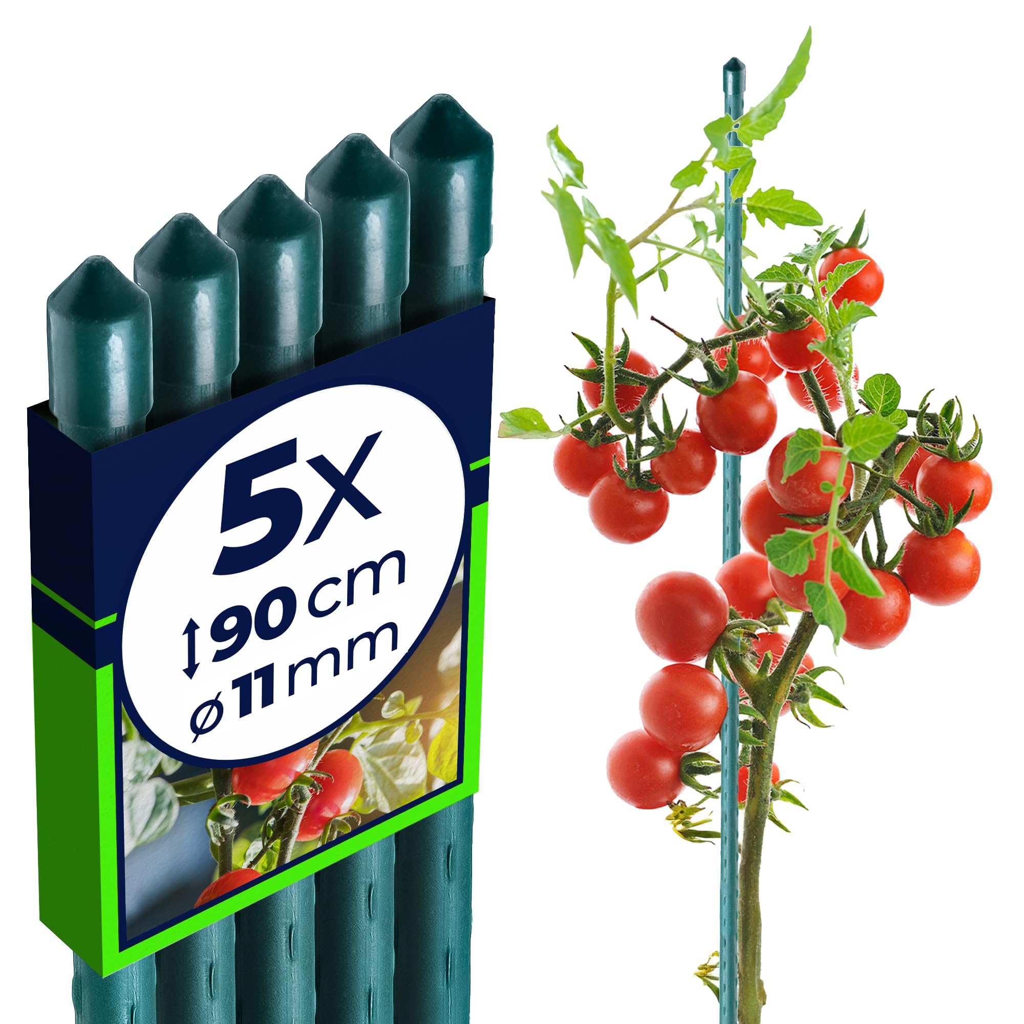 KADAX Pflanzstäbe Set – Beschichteter Stahl Rankstab, Pflanzenstütze & Tomatenstäbe für Garten, Wetterfest & Stabil