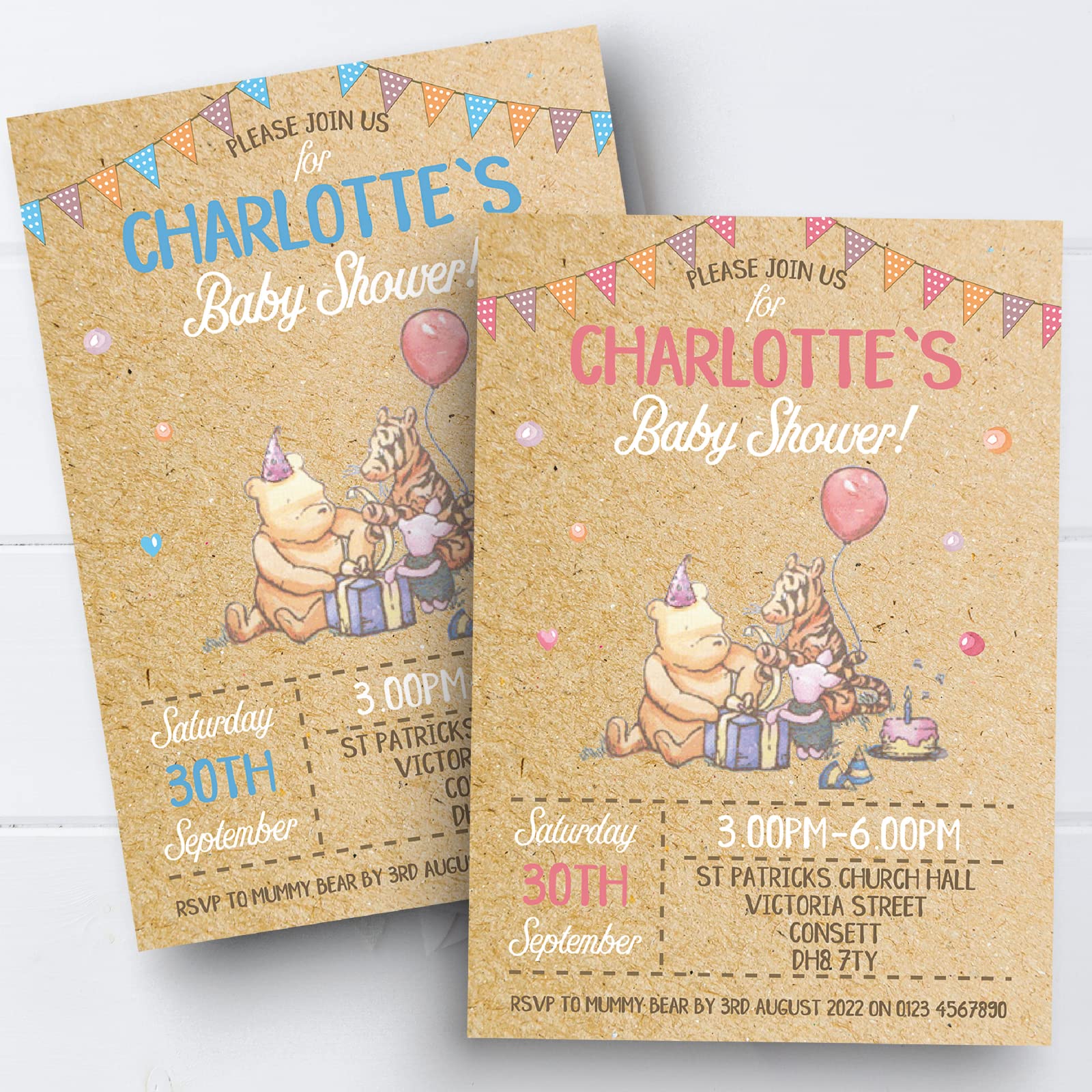 Personal Moments 10 Personalised Bear Baby Shower Invitations Invites