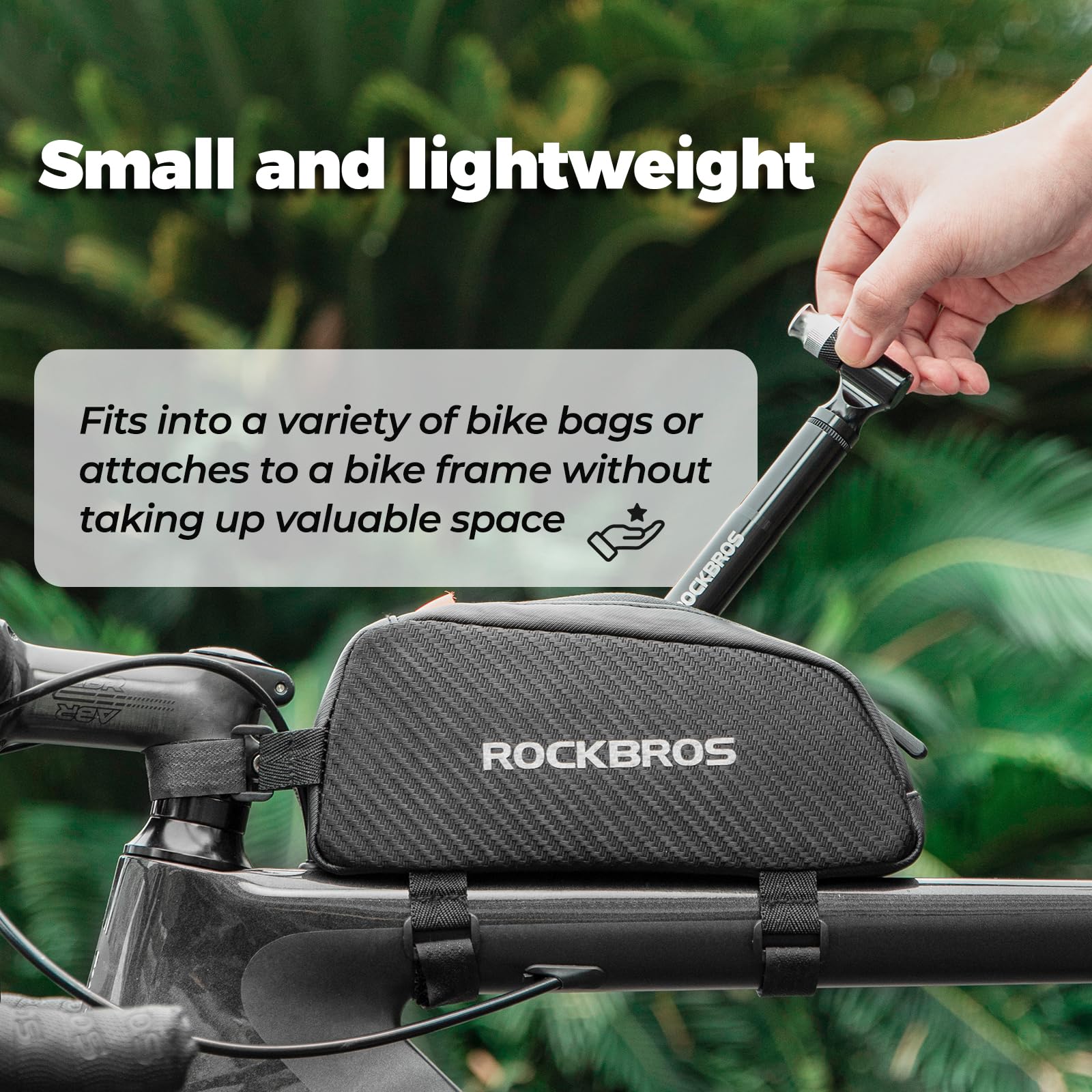 ROCKBROS Pompa per Bicicletta, Mini Pompa Bici MTB Portatile Tubo Allungato, Adatta per Valvola Presta Schrader, con Supporto Installabile Insieme al Porta Borraccia, 130 PSI, Nero