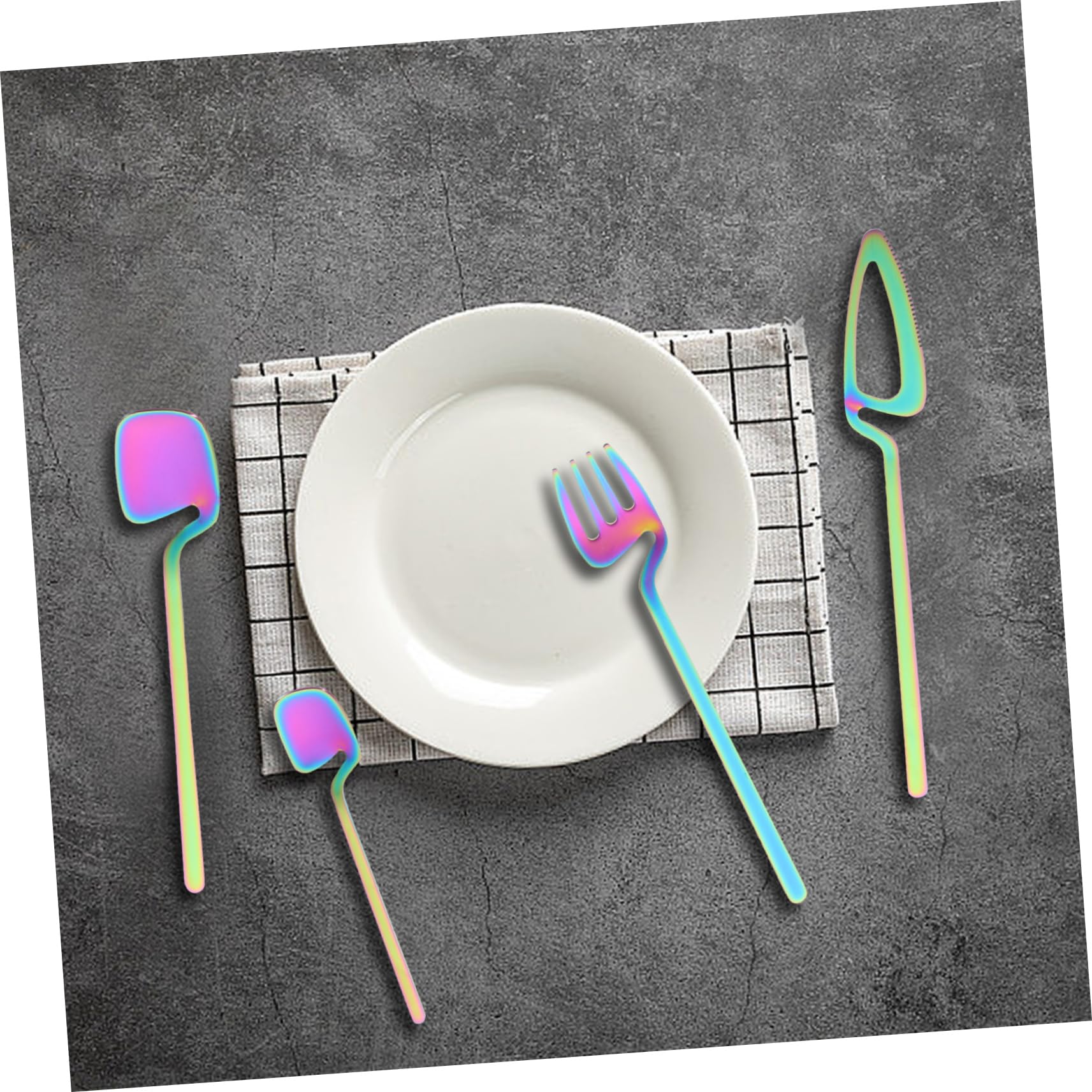 Ciieeo Juego De 8 Cubiertos De Acero Inoxidable Cucharas Cubiertos De Mesa Tenedores De Cocina Reutilizables Utensilios Agitador Tenedor De Postre Cuchara Para Mezclar Cuchara De