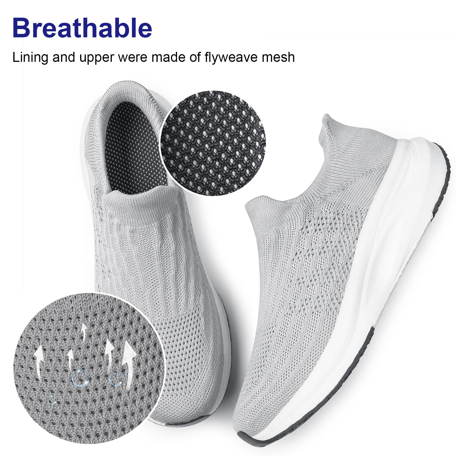 vibdiv Zapatos sin cordones para mujer, zapatos deportivos sin cordones, informales, cómodos