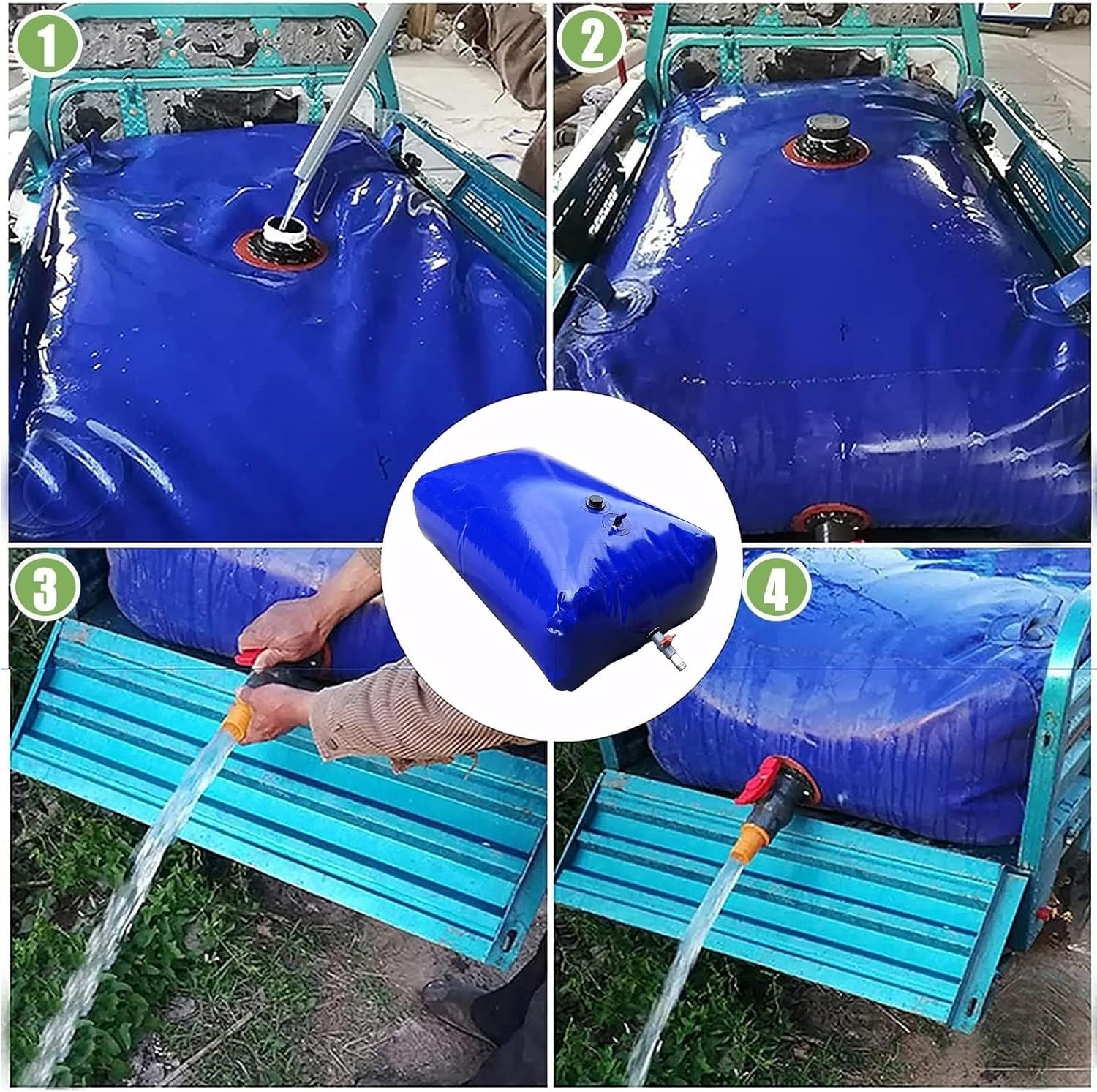 Recipiente de Agua Plegable, Vejíga de Almacenamiento de Agua, Contenedores de Almacenamiento de Agua Plegables de PVC(379L/100Gal/1x0.8x0.48 m)