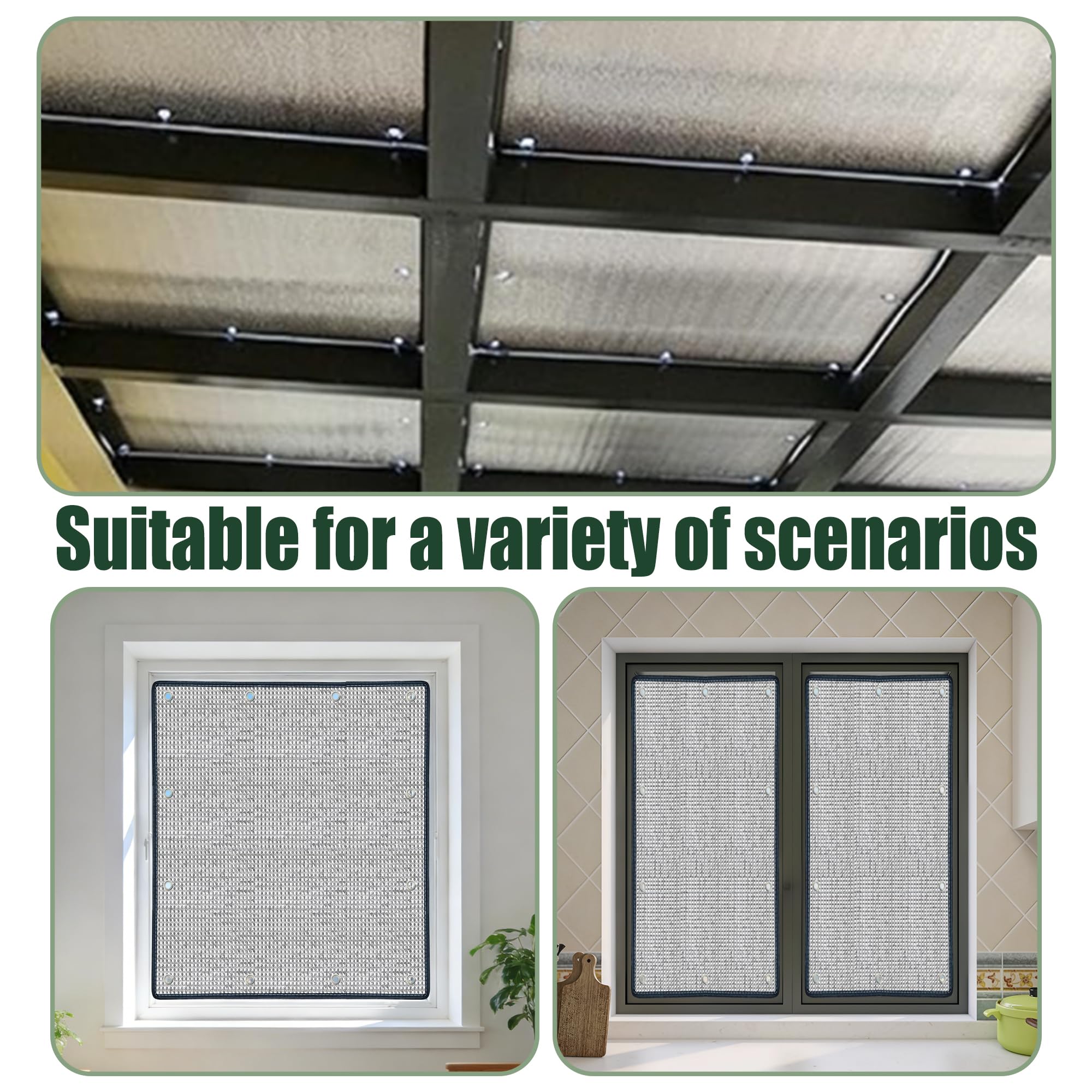 Thermofolie Fenster 60 x 70 cm Hitzeschutz Aluminiumfolie Isolierfolie mit Saugnapf für Das Heimbüro Garage Schlafzimmer, Silber