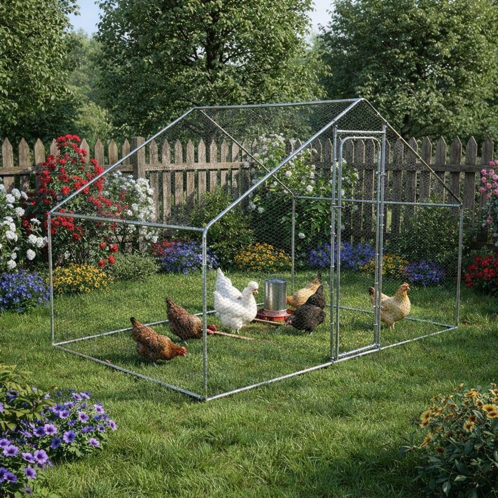 ESTEXO Hühnerstall Stall Kleintierstall Freilaufgehege Gehege Stahlkäfig Voliere Käfig Hühnerhaus Freigehege Auslauf Kaninchenstall (3x2 m)