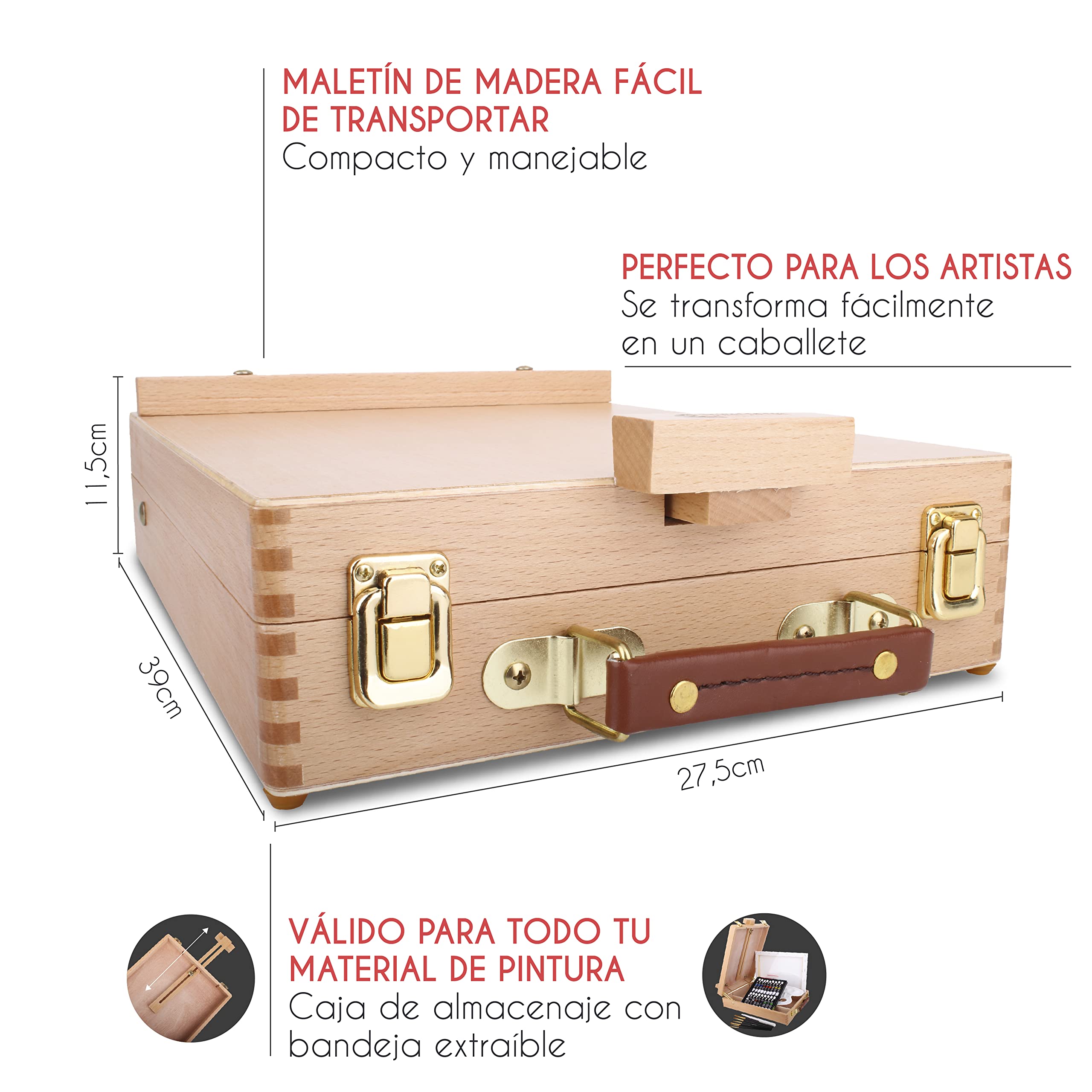 Kit Pintura con 34 piezas - 24 Tubos de Pintura Acrilica, 6 Pinceles Pintura, Lienzo para Pintar 24x30cm, 1 Caballete Pintura, Espátula y Paleta Pintura
