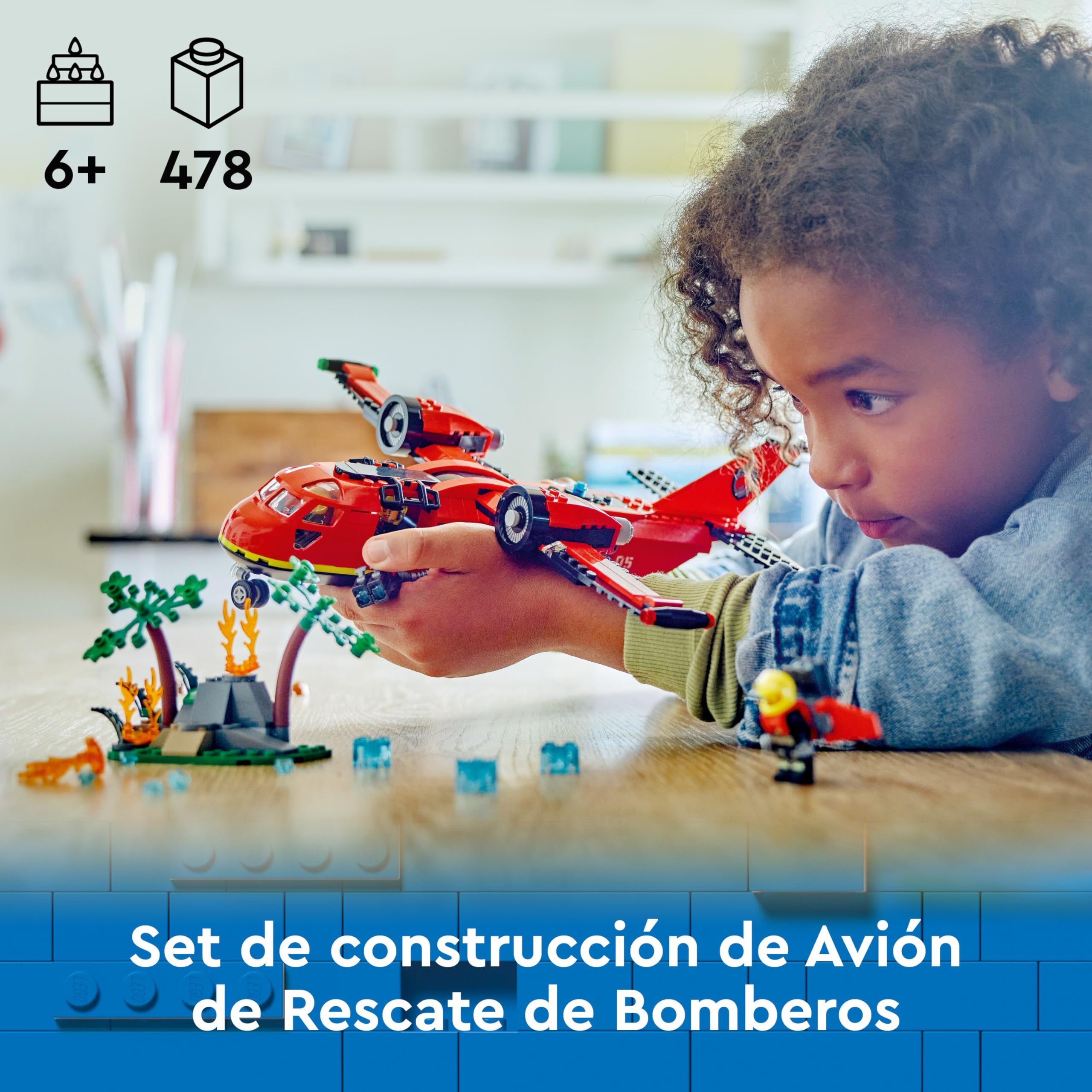 LEGO City Avión de Rescate de Bomberos de Juguete, Regalo de Cumpleaños para Niños y Niñas de 6 Años o Más, Juego de Construcción con 3 Minifiguras de Piloto, Bombero y Operador de Extintor 60413