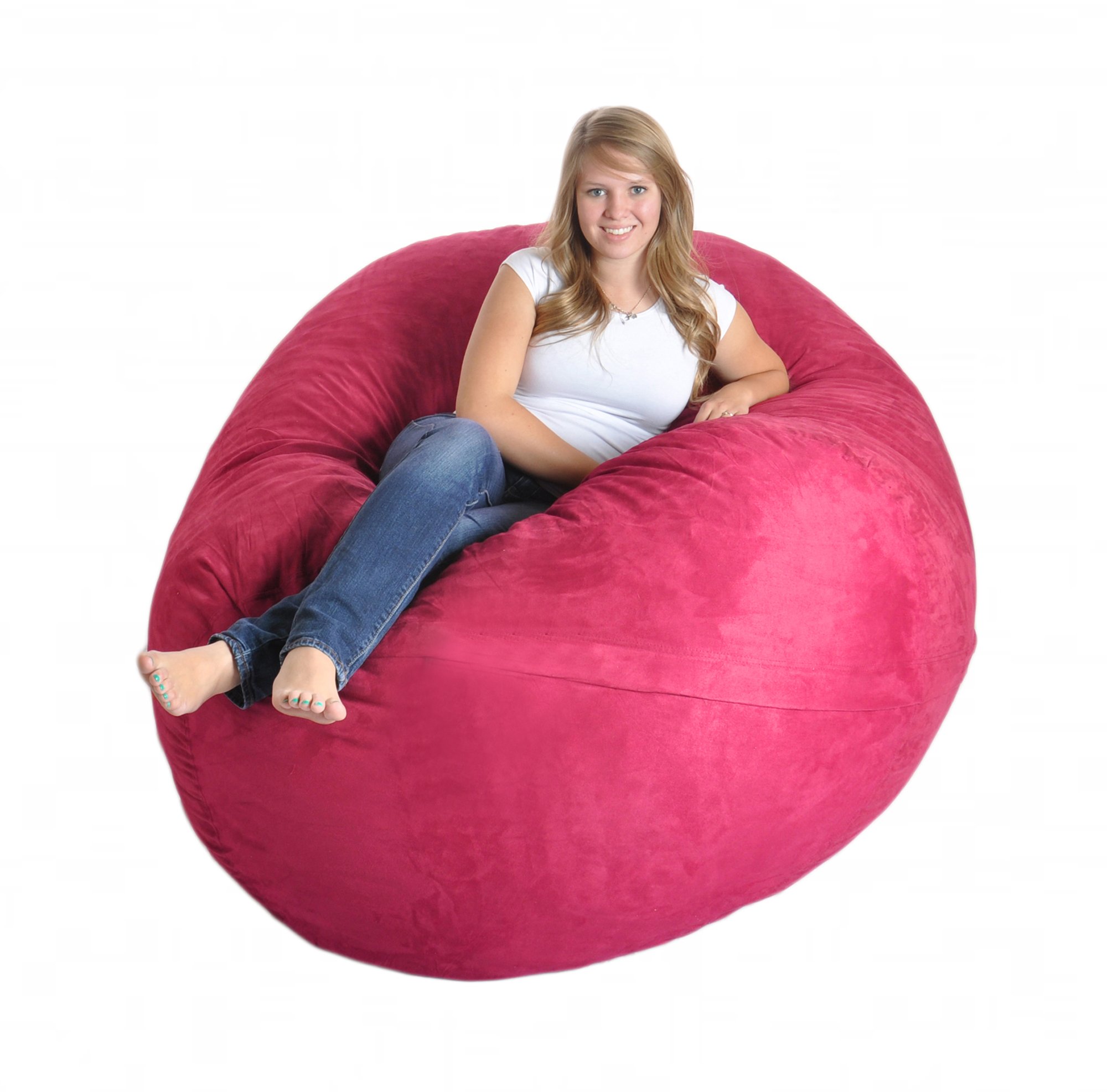 SLACKER sack 6-Feet Foam Microsuede Beanbag for Girls, X-Large, Hot Pink