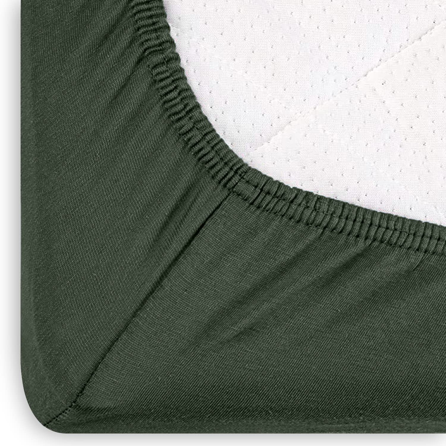 Drap-Housse Jersey 100% Coton Vency – 180x200 Cm, Vert Foncé, Hauteur Matelas 25 Cm