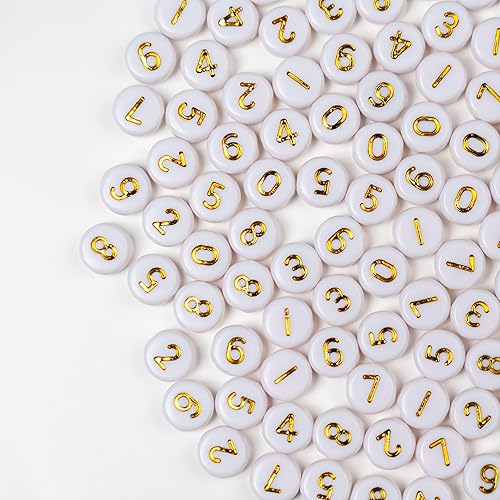 Miniatura 7 de Melius Kit de 1950 cuentas acrílicas doradas (1450 cuentas de letras doradas y 500 cuentas de números dorados)