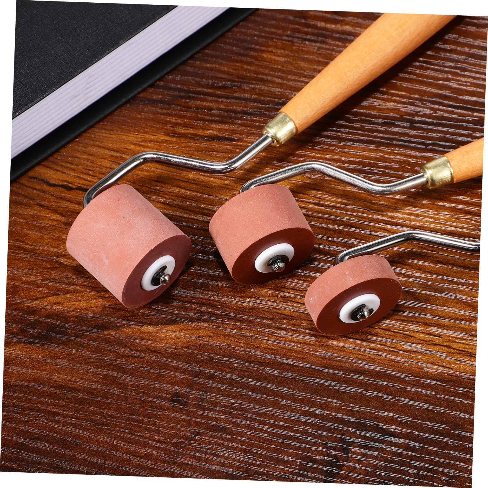 HOMSFOU Rodillos de Goma Adecuado para Estampado para Manualidades Juego de 3 Agarre Cómodo y Superficies de 1, 2 y 3cm y Proyectos Artísticos Profesionales