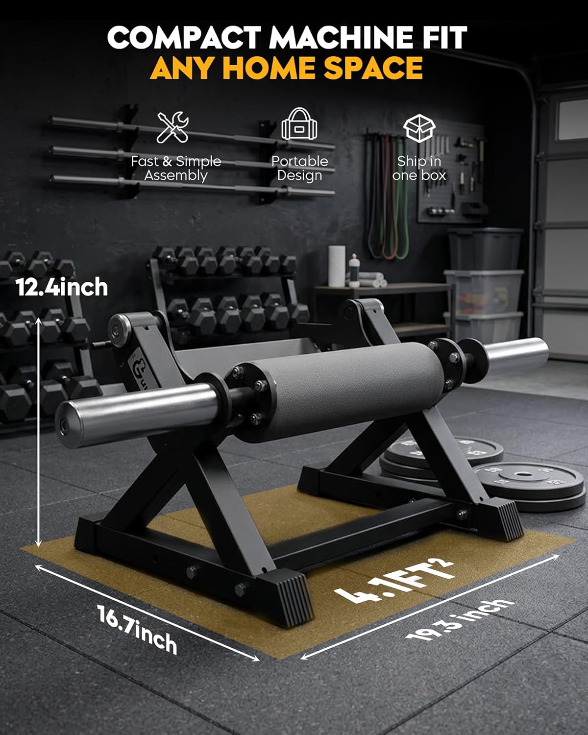 GuuG Tibialis Trainer Tib Bar: Tibia Dorsi Calf Machine Fits Olympic-Sized Change Plates Flexion Lower Body Leg Day Essential Tibia Isolation
