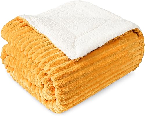 Miniatura 9 de PAVILIA Manta de forro polar Sherpa  A rayas, súper suave, afelpada, manta de franela de lujo  Manta de microfibra gruesa y esponjosa para sofá o