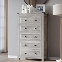 BORNOON Tall 5-Drawer Dresser: Modern Wood Storage Chest TV Stand with Metal Handles for Bedroom, Living Room, Hallway