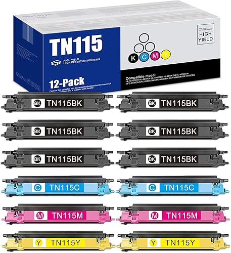 VASERINK Cartuchos de tóner compatibles TN115 (TN115) de alto rendimiento de color (6BK2C2M2Y), repuesto para impresora Brother HL-4070CDW