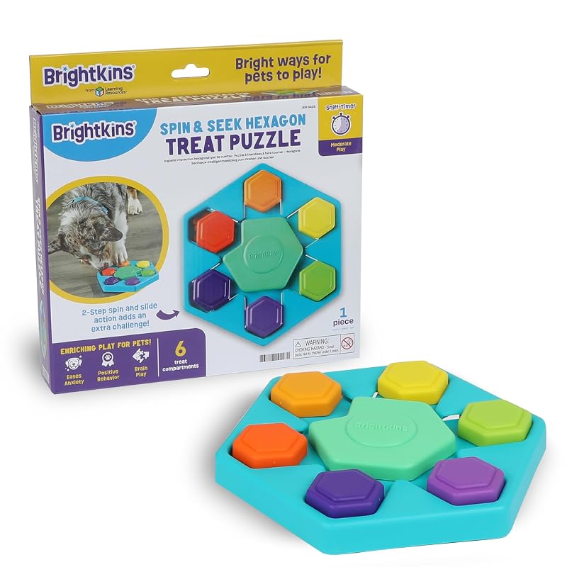 Brinquedo interativo para cães Brightkins Spin & Seek Hexagon Treat Puzzle LER9428, 1 unidade