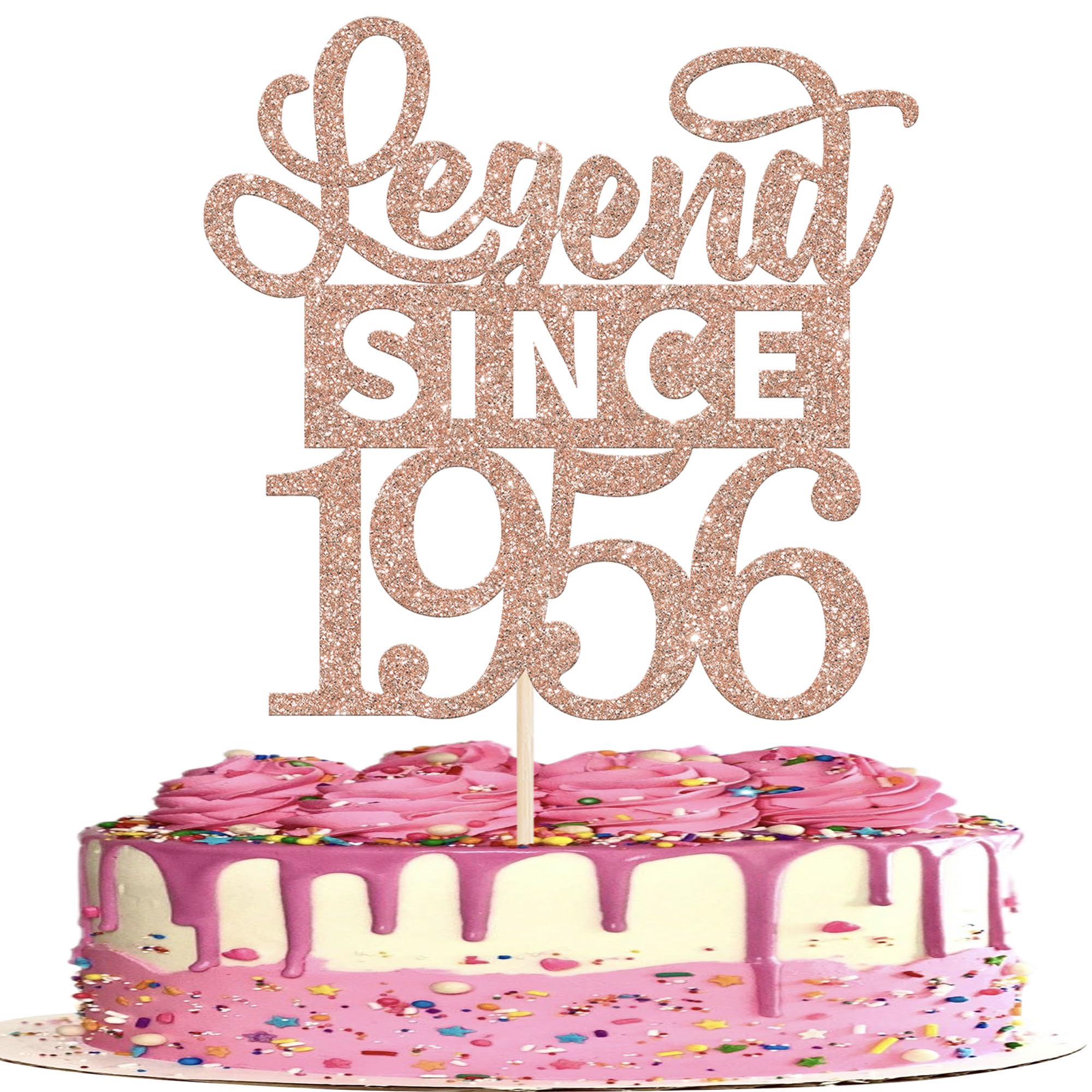 1 Stück 70th Cake Topper Glitzer Legend Since 1956 Tortendeko Alles Gute zum Geburtstag 70 Kuchen Deko für Prost auf 70th Geburtstag Jahrestag Party Kuchen Dekorationen Rosegold