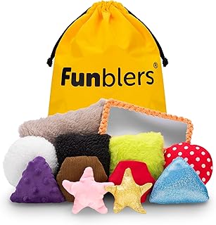 Funblers Sensory bean bags for babies & toddlers 12 Fidget toys for autism learning adhd | Special needs development | Fun sounds and textures | Waterproof bag | Indoor outdoor play