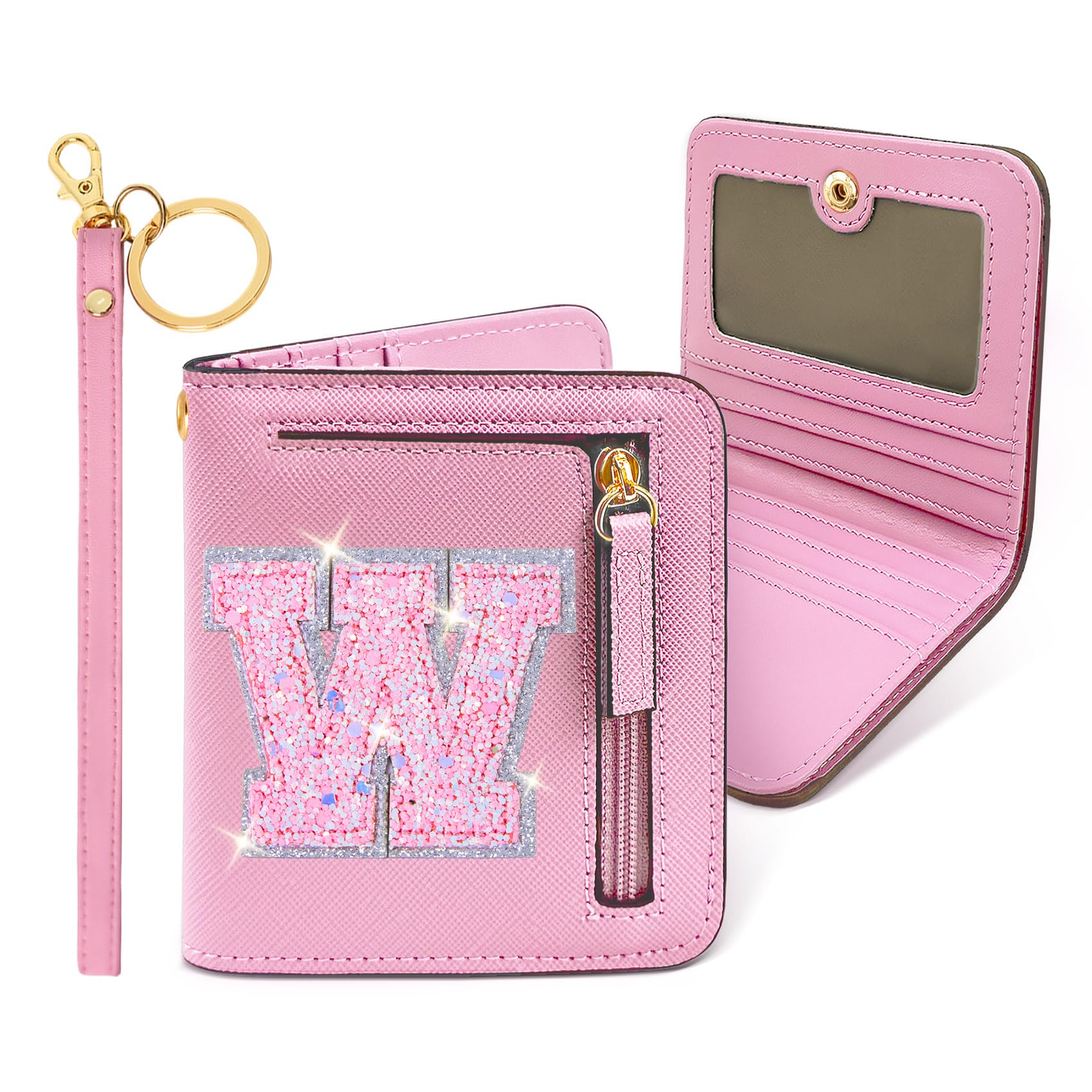 COSHAYSOO Mini Wallet with RFID Blocking Initial Monogrammed for Girls Birthday Valentines Easter Mothers Nurse Day Graduation Thanksgiving Appreciation Halloween Christmas New Year Gifts Letter W