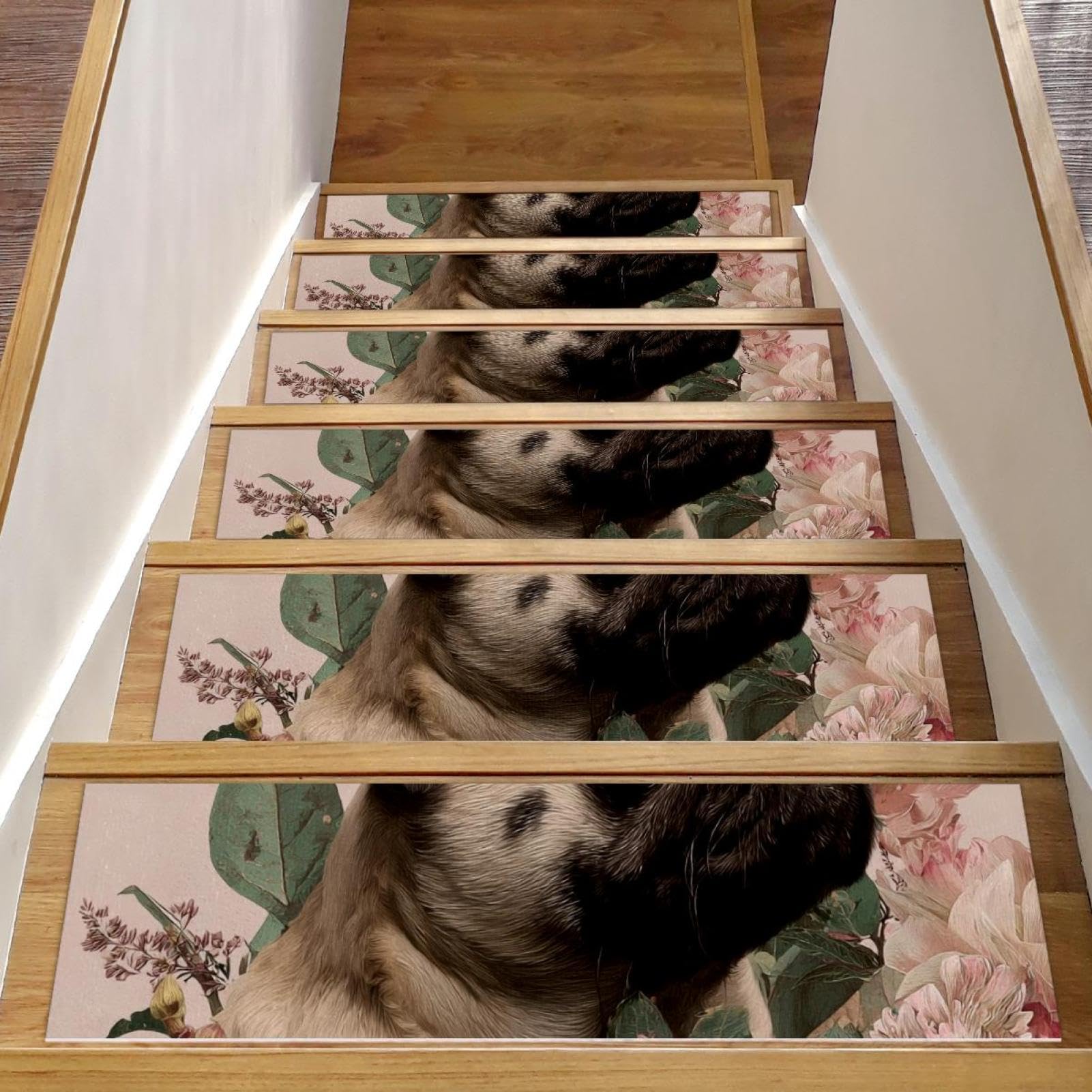 Tapis d'escalier antidérapants lavables marches bois | Protection escalier motif carlin