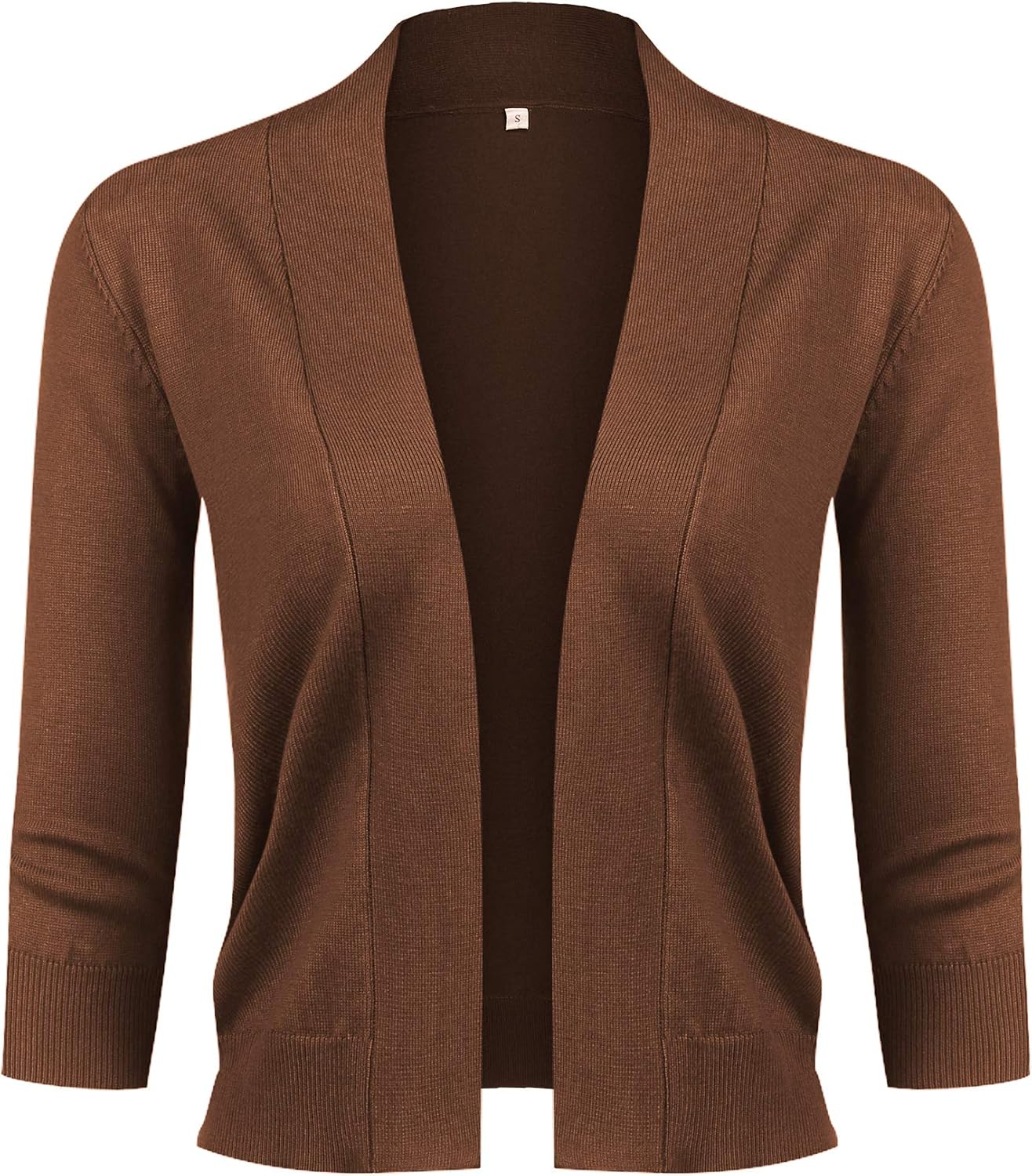 URRU Women's Classic 3/4 Sleeve Open Front Cropped Cardigan Sweater Lightweight Knit Short Shrugs - Image 4