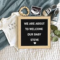 Vista 7 de 4 THOUGHT Tablero de Letras con 500 Letras Tablero de Letras de Fieltro de 10" x 10" con Soporte para Regreso a Clases Marco de Madera de Roble