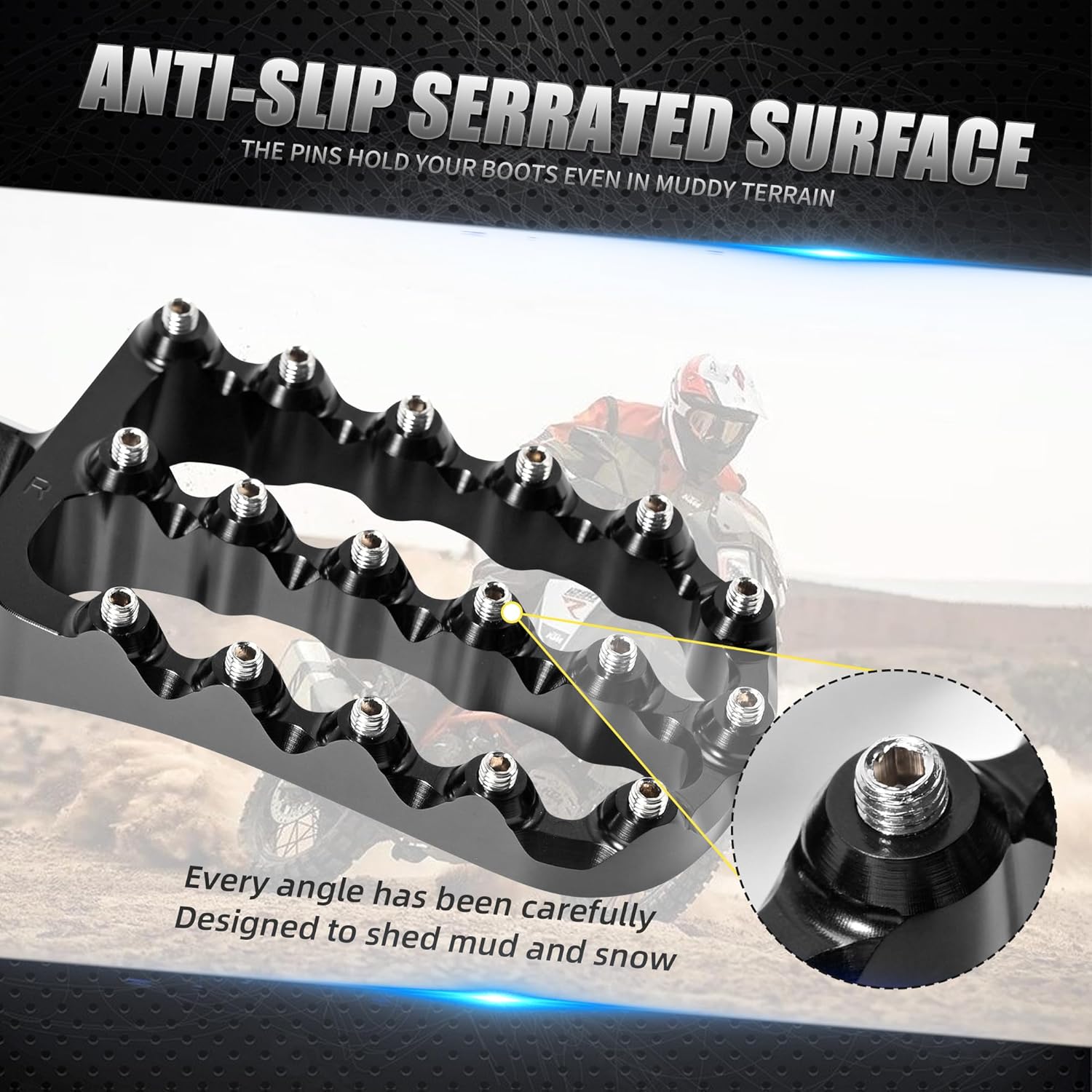 Aluminum Enlarged Footpegs Foot Pegs Pedals Pads Footrest Compatible with Yamaha Tenere700/XTZ 700 2019-2024,Tenere 700 Rally Edition 2020-2024,Tenere 700 Accessories,Black