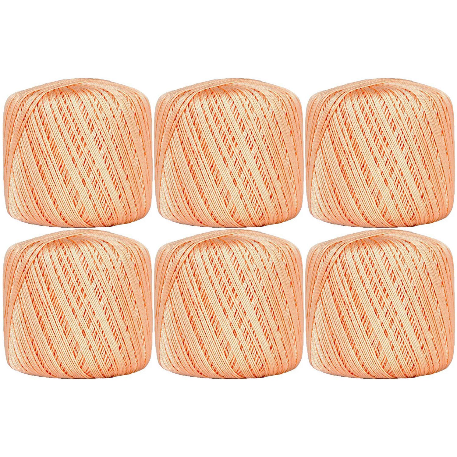 ThreadArt 100% Cotton Crochet Thread Size 10, 6 Ball Pack, Apricot 17