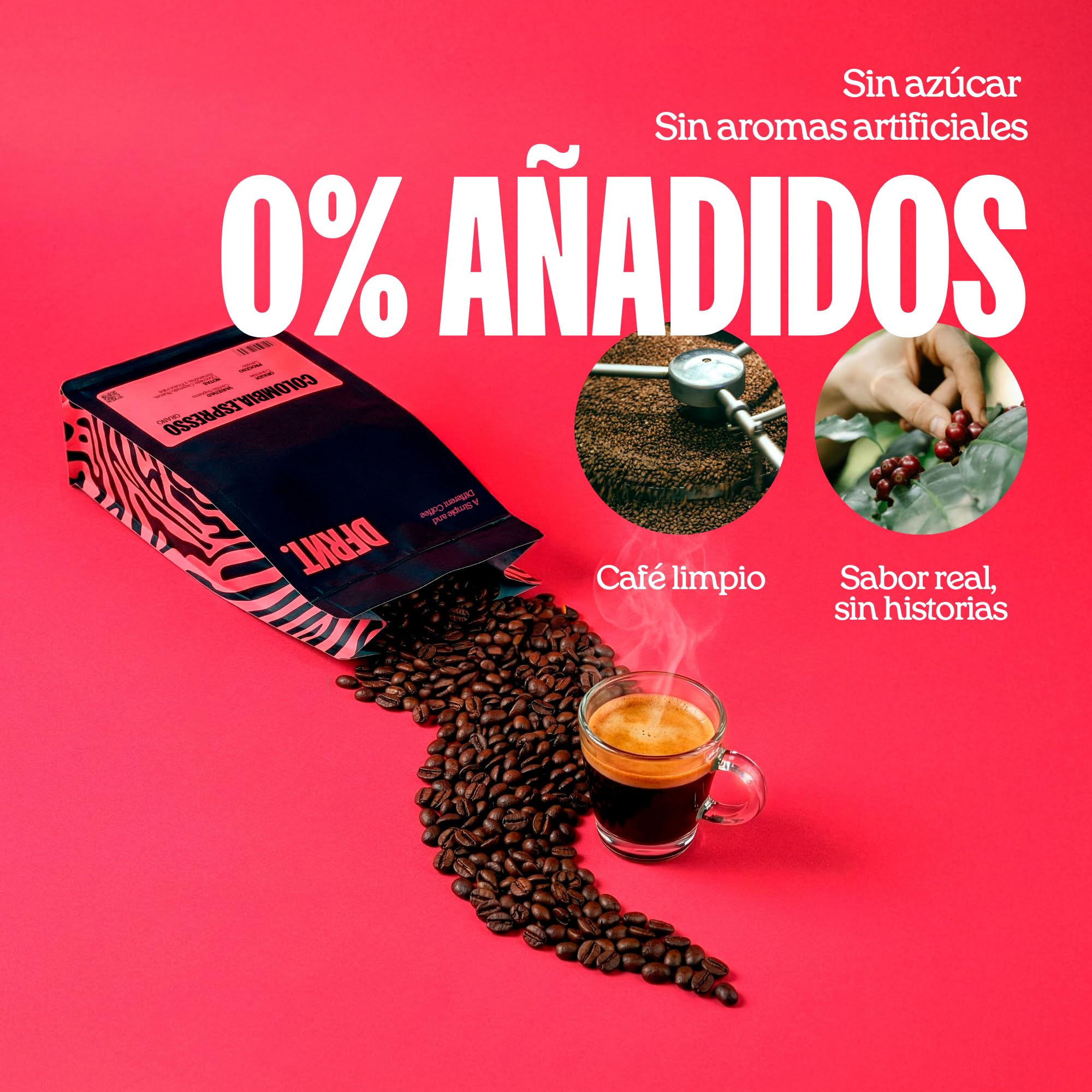 DFRNT. Colombia Espresso 1 kg – Café de Especialidad en Grano (88 Puntos SCA) – Specialty Coffee Beans 100% Arábica – Notas Chocolate y Caramelo – Ideal para Espresso – Tueste Reciente en España