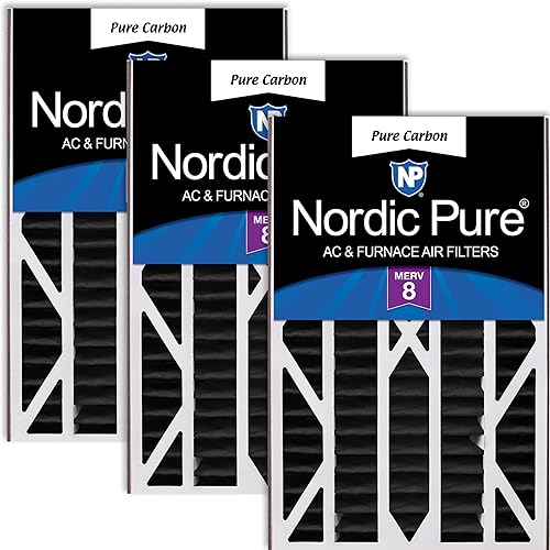 Nordic Pure Air Bear Cub 16 x 25 x 3 (15_1316 x 24_516 x 3) Filtros de aire de repuesto para reducción de olores de carbono, paquete de 3 unidades