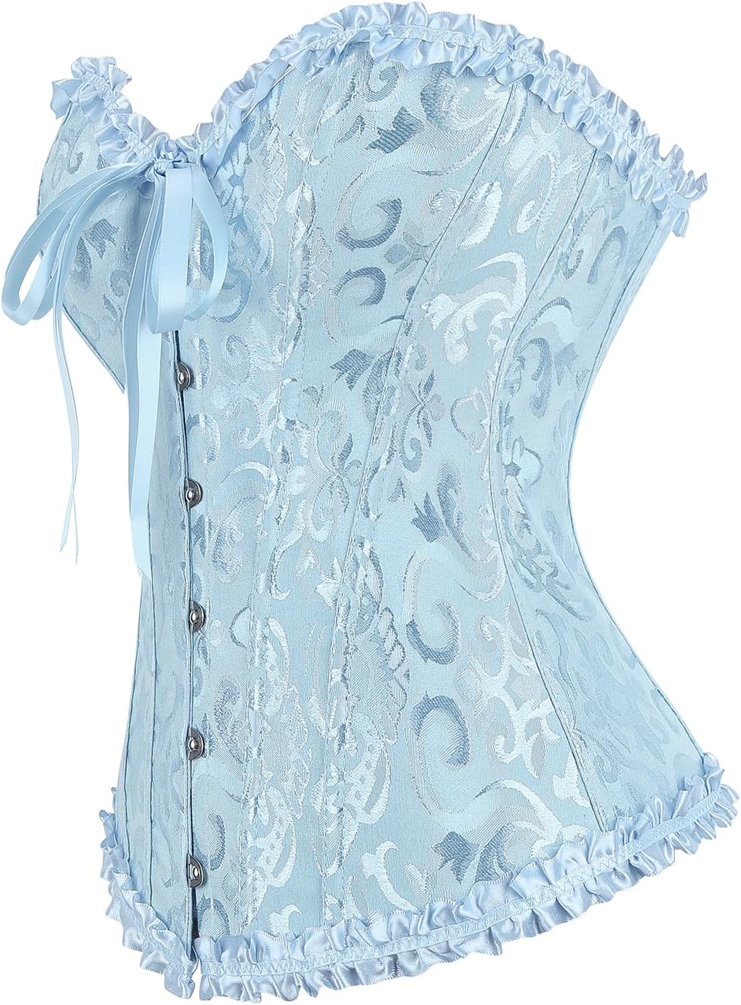 frawirshau Women's Lace Up Boned Overbust Corset Bustier Lingerie Bodyshaper Top - Image 2