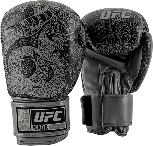 UFC Naga - Guantes de entrenamiento  Auténtico diseño Muay Thai para trabajo de combate, guantes de boxeo estilo tailandés absorbentes de golpes