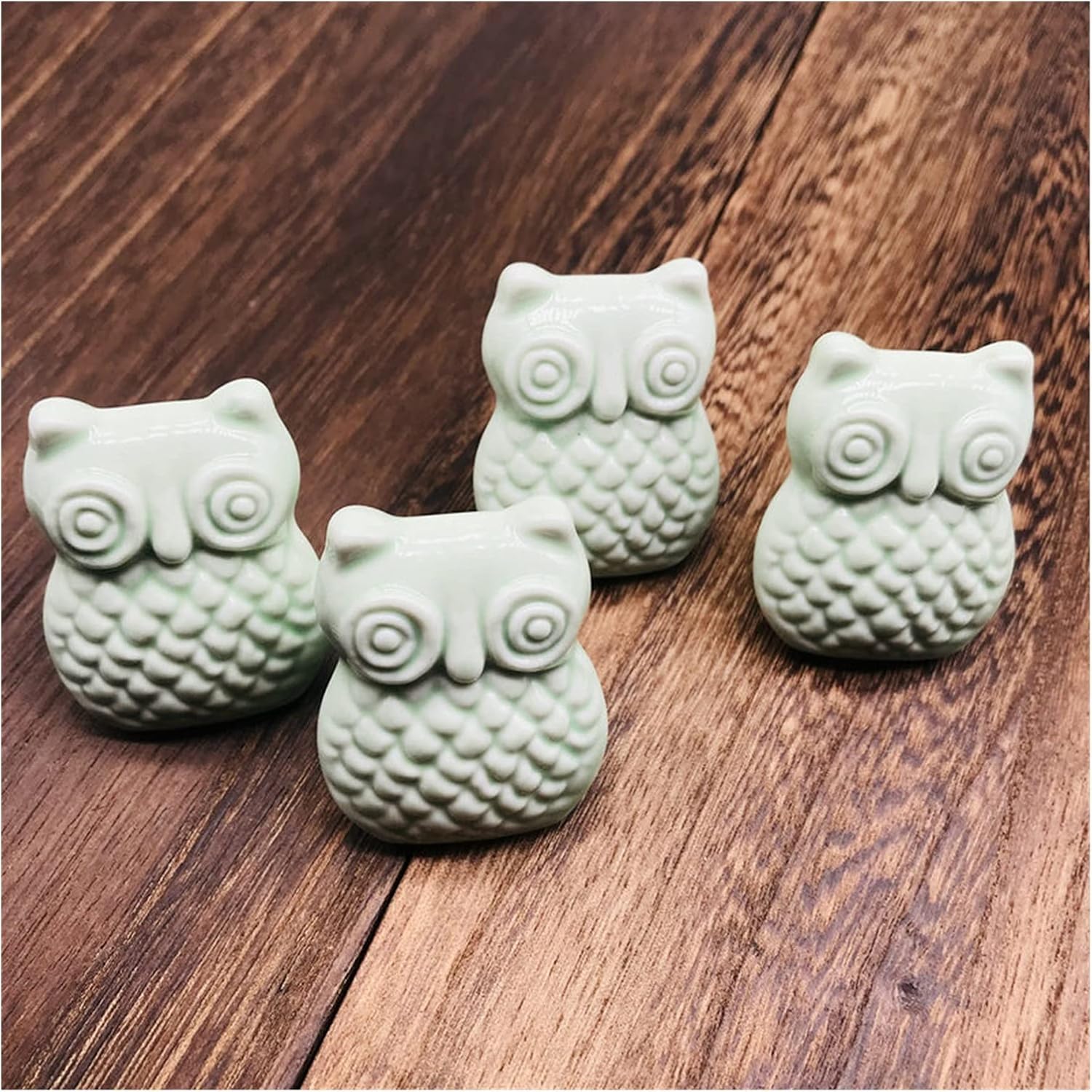 Cabinet Hardware 6-piece Cartoon Ceramic Dressing Table Drawer Handles, Hand-made Light Green Ceramic Cabinet Handles, Suitable For Children's Room Nursery Kitchen (Color : Light Green)