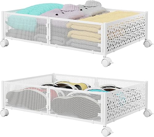 Miniatura 13 de Contenedor de Almacenamiento Debajo de la Cama con Ruedas, Organizador de Cajones de Almacenamiento para Zapatos Debajo de la Cama, Contenedores de