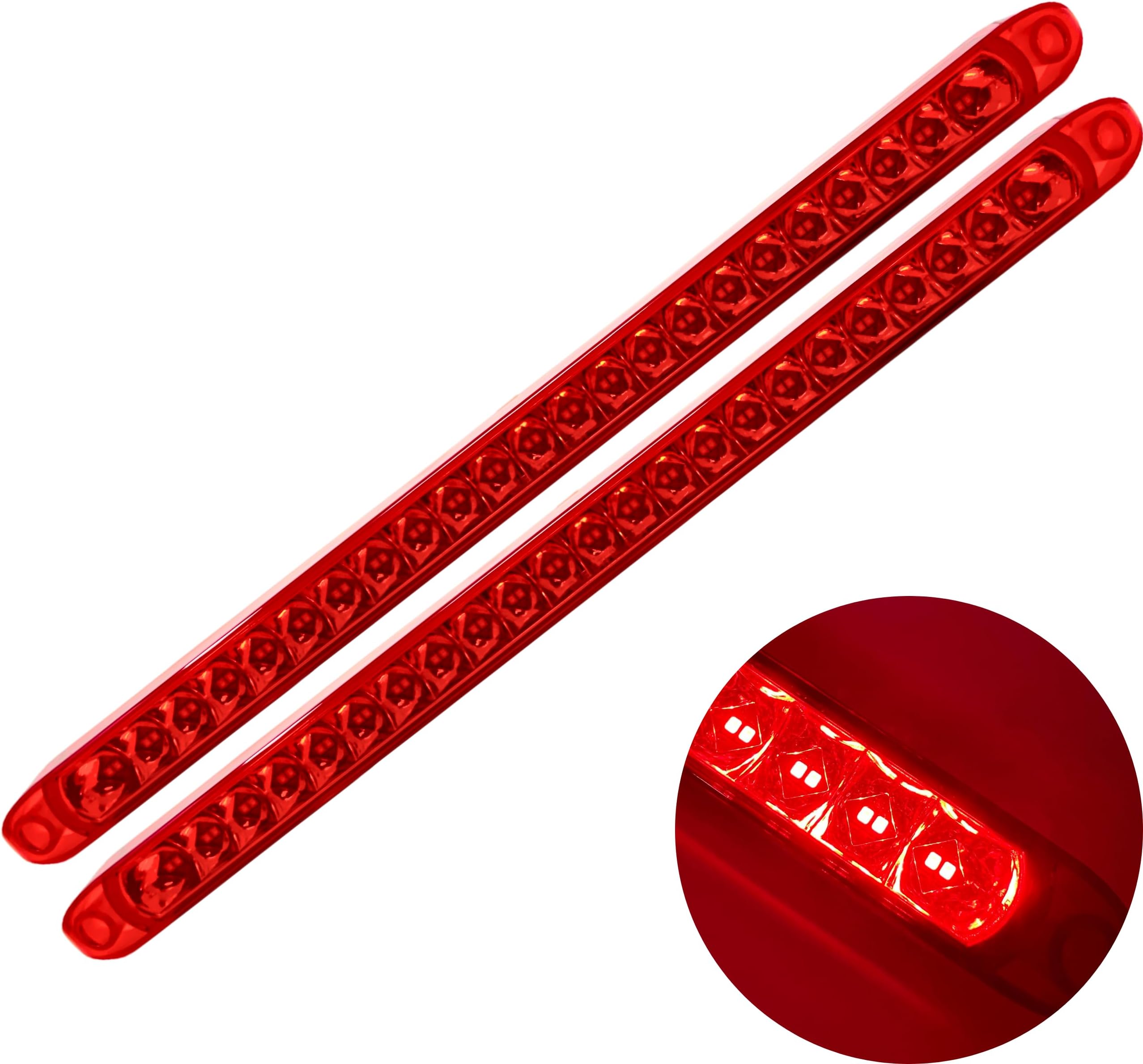All Star Truck Parts] 2PC Red 17" 46 LED Light Bar Stop Turn Tail Third 3rd Brake Light Trailer Center Light Bar Car Truck Cargo Trailer Toy Hauler Tail Super Bright Surface Mount Waterproof