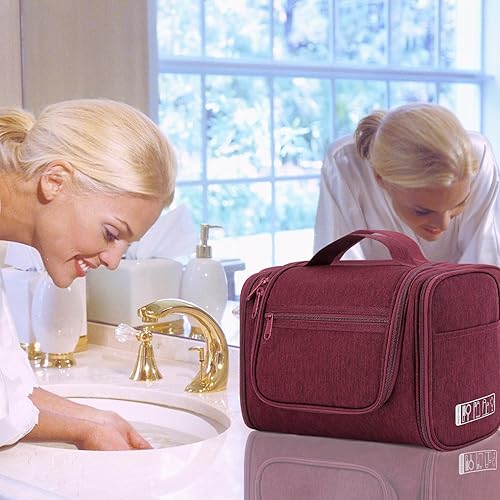 Miniatura 24 de WANDF Neceser colgante grande para viaje, organizador de maquillaje cosmético, resistente al agua, bolsa de baño para mujeres y hombres (negro)