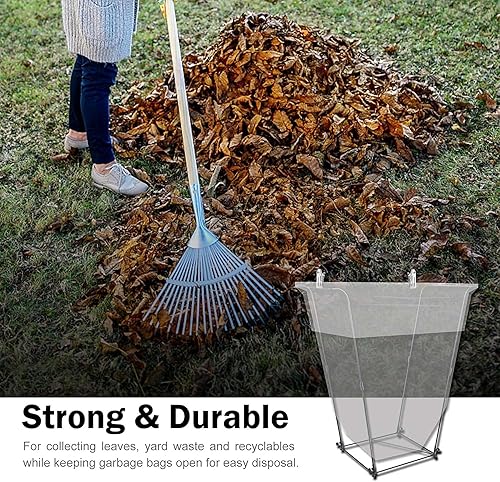 Miniatura 7 de Soporte de metal para bolsas de basura, marco para bolsas de basura con capacidad para bolsas de 30 a 45 galones, soporte multiusos para bolsas de