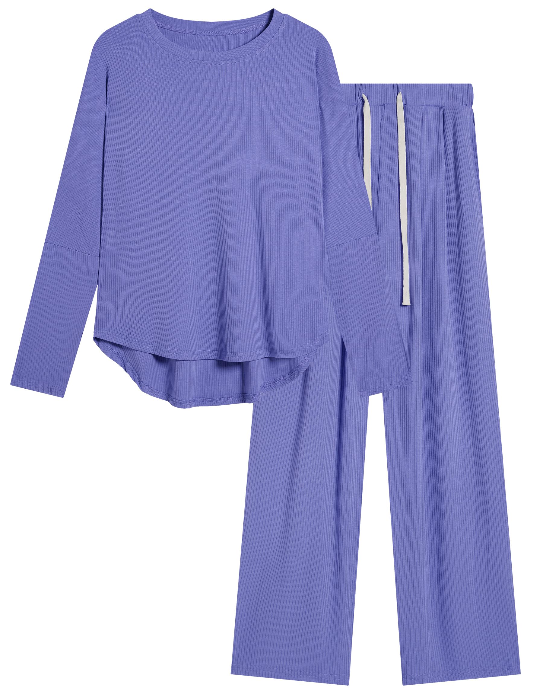 difficort Womens 2 Piece Outfits Batwing Short Sleeve Lounge Sets Wide Leg Workout Sets Loungewear Tracksuits with Pockets